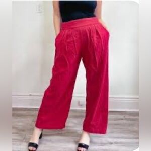 Abercrombie & Fitch A&F Linen Blend Pants Ultra High Rise Wide Leg Pink Sz Small